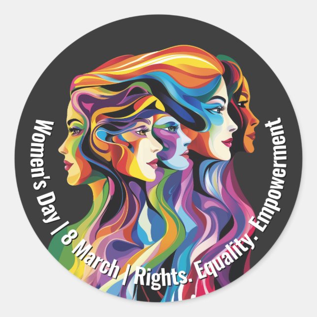 Abstract Colourful Faces Women's Day | IWD Classic Round Sticker (Front)