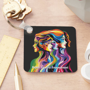 Abstract Colourful Faces Women's Day   IWD Key Ring