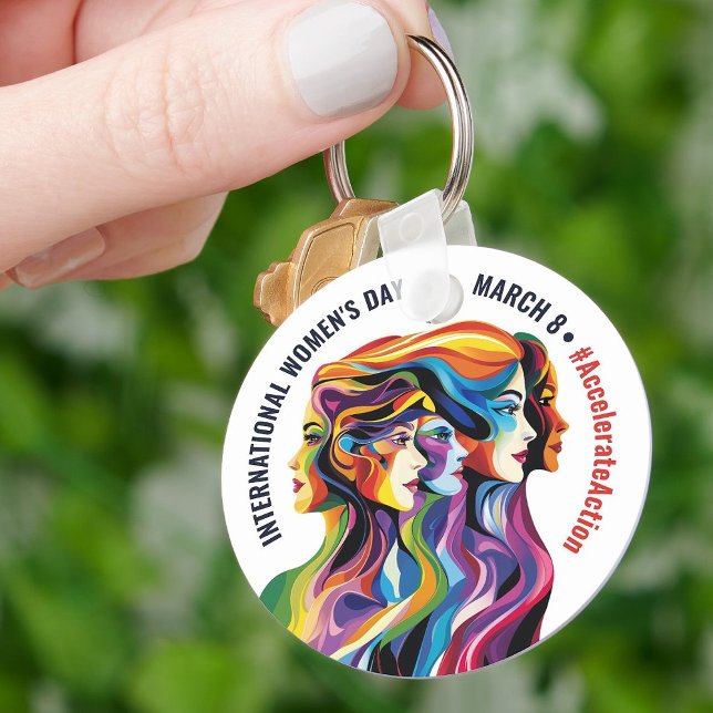 Abstract Colourful Faces Women's Day | IWD Key Ring (Abstract Colorful Faces Women's Day | IWD Keychain)