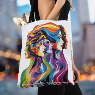 Abstract Colourful Faces Womens Day Tote Bag