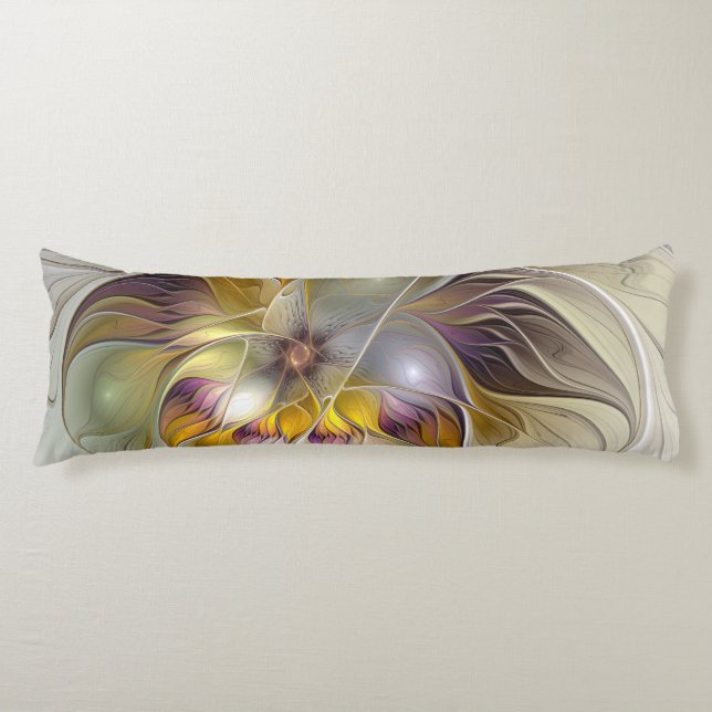 Abstract Colourful Fantasy Flower Fractal Art Body Cushion (Front)