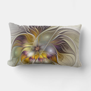 Abstract Colourful Fantasy Flower Fractal Art Lumbar Cushion