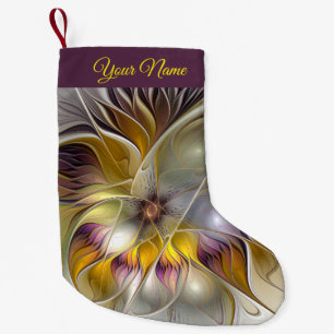 Abstract Colourful Fantasy Flower Fractal Art Name Small Christmas Stocking