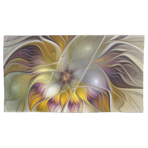 Abstract Colourful Fantasy Flower Fractal Art Pillowcase