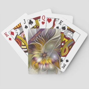 Abstract Colourful Fantasy Flower Modern Art Name Playing Cards