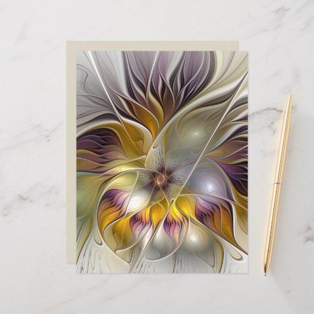 Abstract Colourful Fantasy Flower Modern Fractal (Front/Back In Situ)
