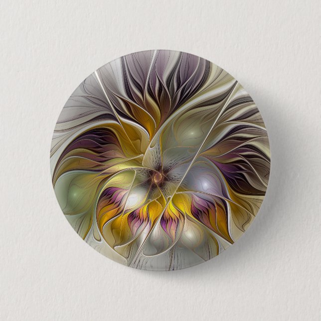 Abstract Colourful Fantasy Flower Modern Fractal 6 Cm Round Badge (Front)