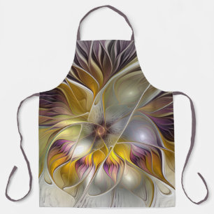 Abstract Colourful Fantasy Flower Modern Fractal Apron