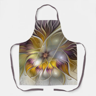 Abstract Colourful Fantasy Flower Modern Fractal Apron