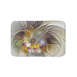 Abstract Colourful Fantasy Flower Modern Fractal Bath Mat