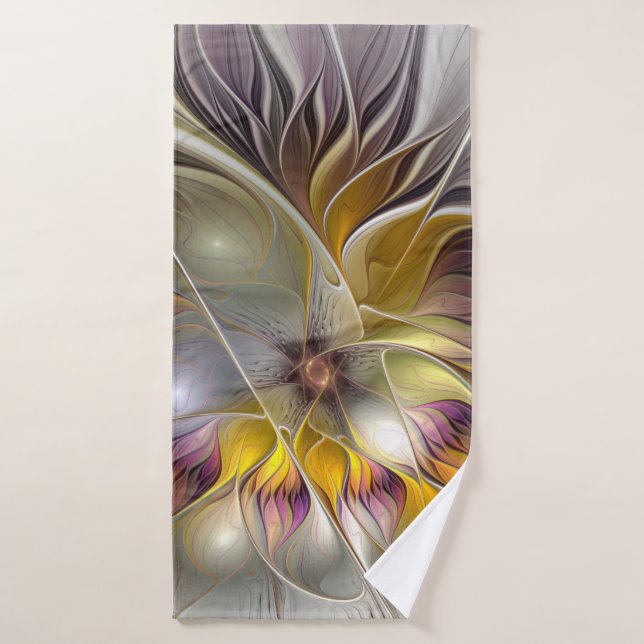 Abstract Colourful Fantasy Flower Modern Fractal Bath Towel (Bath Towel)