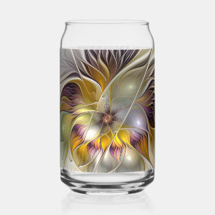 Abstract Colourful Fantasy Flower Modern Fractal Can Glass