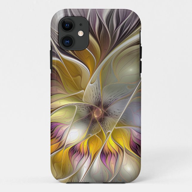 Abstract Colourful Fantasy Flower Modern Fractal Case-Mate iPhone Case (Back)