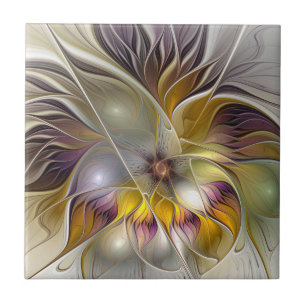 Abstract Colourful Fantasy Flower Modern Fractal Ceramic Tile