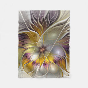 Abstract Colourful Fantasy Flower Modern Fractal Fleece Blanket