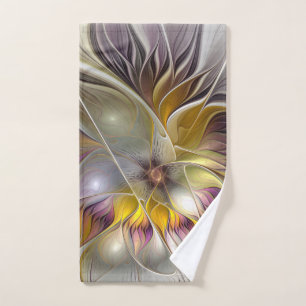 Abstract Colourful Fantasy Flower Modern Fractal Hand Towel