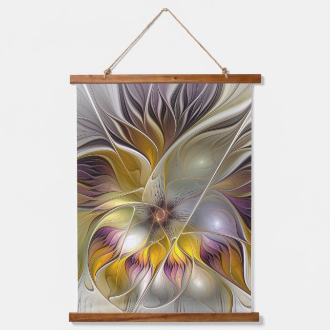 Abstract Colourful Fantasy Flower Modern Fractal Hanging Tapestry (Front)