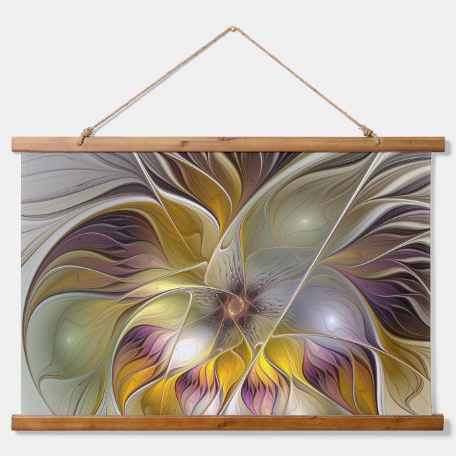 Abstract Colourful Fantasy Flower Modern Fractal Hanging Tapestry (Front)