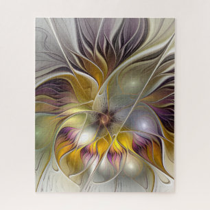 Abstract Colourful Fantasy Flower Modern Fractal Jigsaw Puzzle