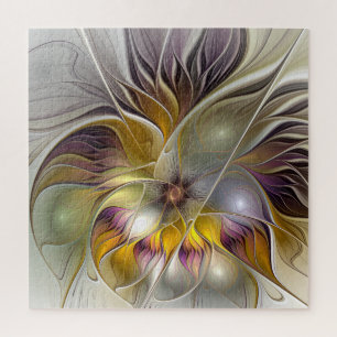 Abstract Colourful Fantasy Flower Modern Fractal Jigsaw Puzzle
