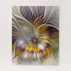 Abstract Colourful Fantasy Flower Modern Fractal Jigsaw Puzzle
