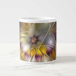 Abstract Colourful Fantasy Flower Modern Fractal Large Coffee Mug