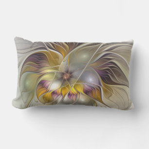 Abstract Colourful Fantasy Flower Modern Fractal Lumbar Cushion