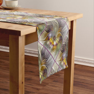 Abstract Colourful Fantasy Flower Modern Fractal Medium Table Runner