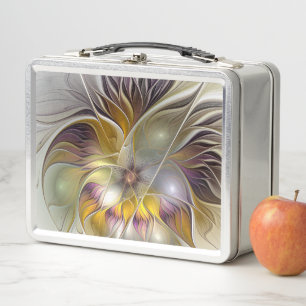 Abstract Colourful Fantasy Flower Modern Fractal Metal Lunch Box