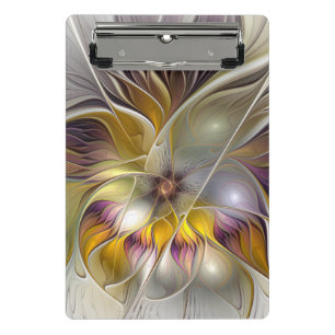 Abstract Colourful Fantasy Flower Modern Fractal Mini Clipboard