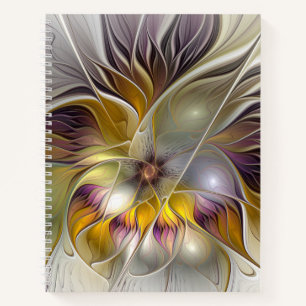 Abstract Colourful Fantasy Flower Modern Fractal Notebook