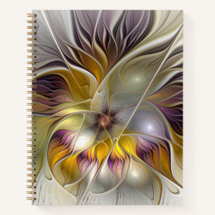 Abstract Colourful Fantasy Flower Modern Fractal Notebook