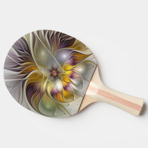 Abstract Colourful Fantasy Flower Modern Fractal Ping Pong Paddle