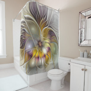 Abstract Colourful Fantasy Flower Modern Fractal Shower Curtain