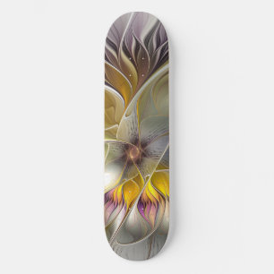 Abstract Colourful Fantasy Flower Modern Fractal Skateboard