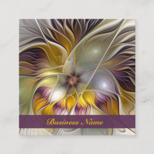 Abstract Colourful Fantasy Flower Modern Fractal Square Business Card