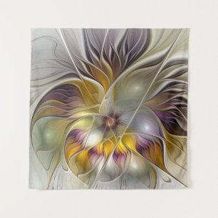 Abstract Colourful Fantasy Flower Modern Fractal Tapestry