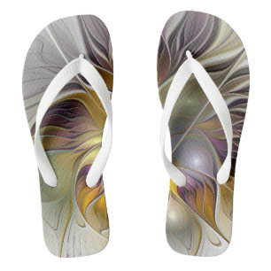 Abstract Colourful Fantasy Flower Modern Fractal Thongs
