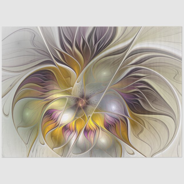 Abstract Colourful Fantasy Flower Modern Fractal Tissue Paper (Front)