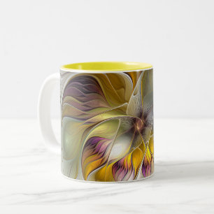 Abstract Colourful Fantasy Flower Modern Fractal Two-Tone Coffee Mug