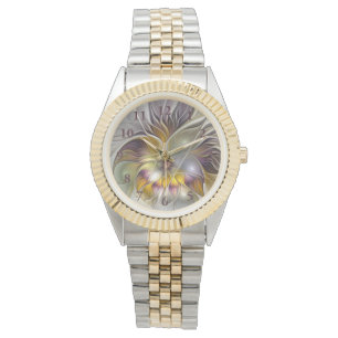 Abstract Colourful Fantasy Flower Modern Fractal Watch