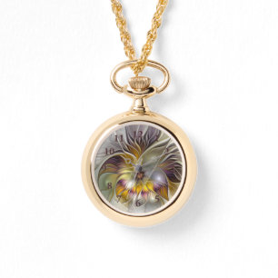 Abstract Colourful Fantasy Flower Modern Fractal Watch
