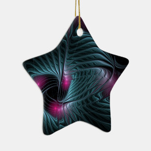 Abstract Colourful Fantasy Fractal Ceramic Ornament