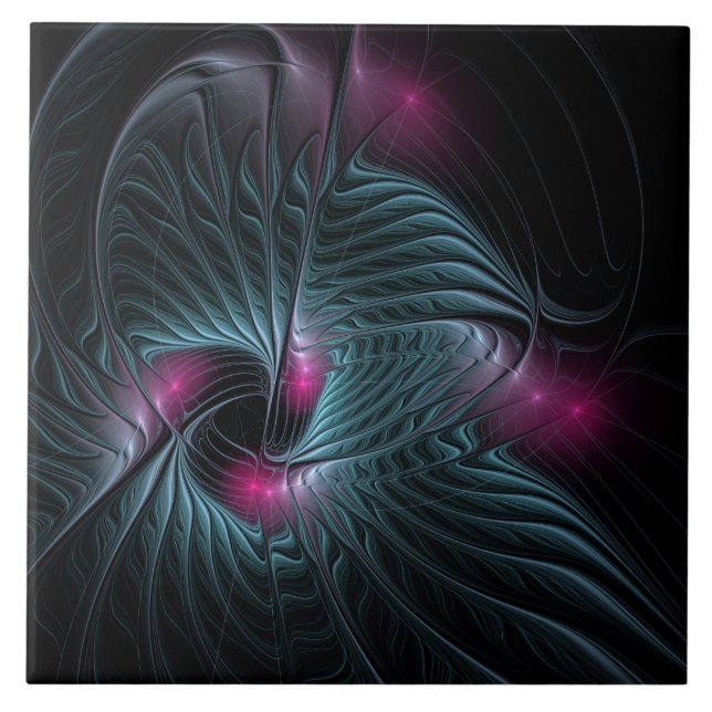 Abstract Colourful Fantasy Fractal  Ceramic Tile (Front)