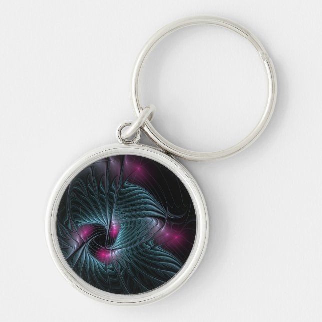 Abstract Colourful Fantasy Fractal  Key Ring (Front)