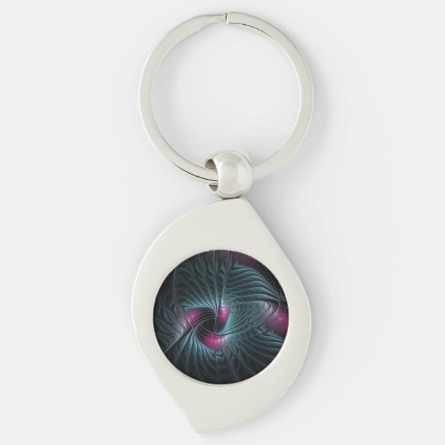 Abstract Colourful Fantasy Fractal Key Ring (Front)