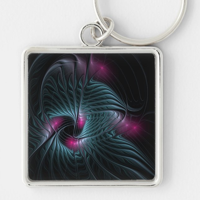 Abstract Colourful Fantasy Fractal  Key Ring (Front)
