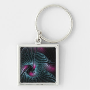 Abstract Colourful Fantasy Fractal Key Ring