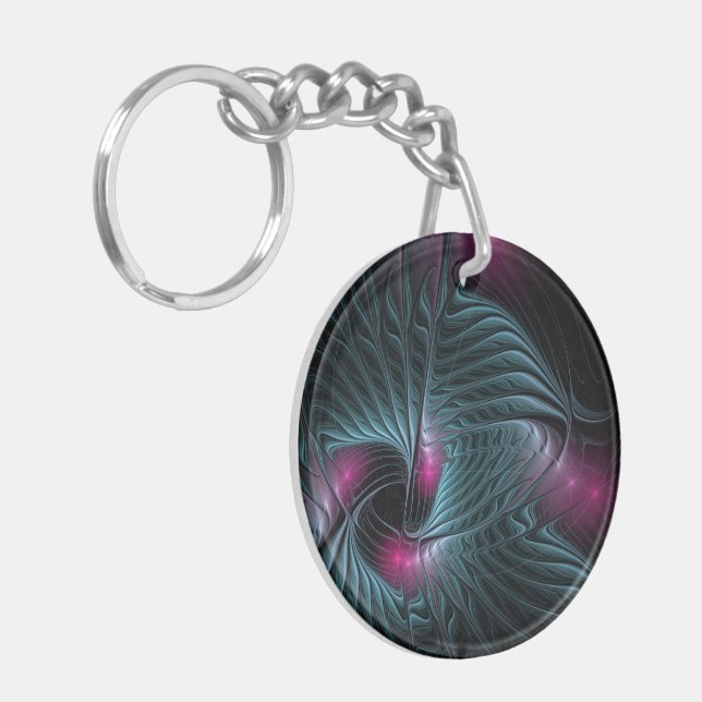 Abstract Colourful Fantasy Fractal Key Ring (Front Left)