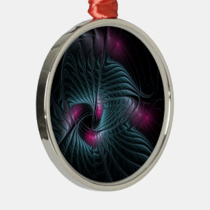 Abstract Colourful Fantasy Fractal Metal Ornament